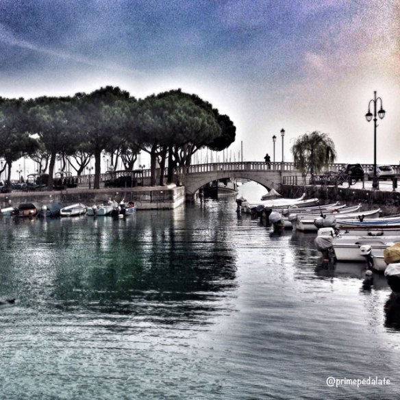 Desenzano small harbour, cycling on Garda lake Desenzano small harbour, cycling on Garda lake